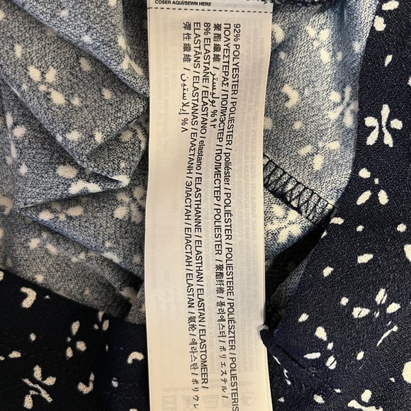 Mango Navy Floral Pattern Frill Neckline Romper - Picture 3 of 3